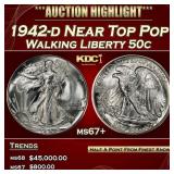 1942-d Walking Liberty Half Dollar Near Top Pop 50