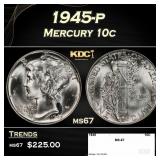 1945-p Mercury Dime 10c ms67 SEGS
