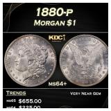1880-p Morgan Dollar $1 Grades ms64+