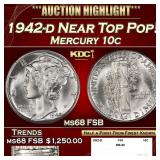 1942-d Mercury Dime Near Top Pop! 10c ms68 FSB SEG