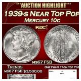 1939-s Mercury Dime Near Top Pop 10c ms67 FSB SEGS