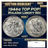 1944-s Walking Liberty Half Dollar TOP POP! 50c ms