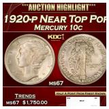 1920-p Mercury Dime Near Top Pop 10c ms67 SEGS