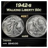 1942-s Walking Liberty Half Dollar 50c Grades ms66