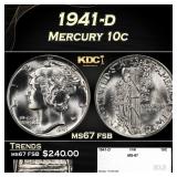 1941-d Mercury Dime 10c ms67 fsb SEGS