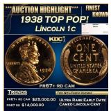 1938 Proof Lincoln Cent TOP POP! 1c pr67+ rd cam S