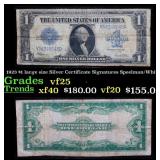 1923 $1 large size Silver Certificate Grades vf+ S