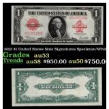 1923 $1 United States Note Grades Select AU Signat