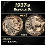 1937-s Buffalo Nickel 5c Grades ms66