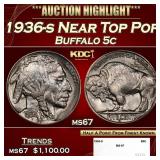 1936-s Buffalo Nickel Near Top Pop 5c ms67 SEGS