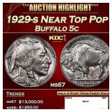 1929-s Buffalo Nickel Near Top Pop 5c ms67 SEGS