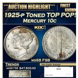 1925-p Mercury Dime Toned TOP POP! 10c ms68 FSB SE