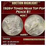 1926-p Peace Dollar Toned Near Top Pop $1 ms66+ SE
