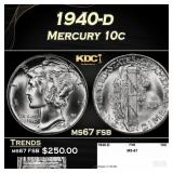 1940-d Mercury Dime 10c ms67 fsb SEGS