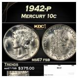 1942-p Mercury Dime 10c ms67 fsb SEGS