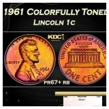 1961 Proof Lincoln Cent Colorfully Toned 1c pr67+