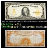 1907 $10 Large Size Gold Certificate Grades vf+ Si