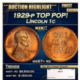 1929-p Lincoln Cent TOP POP! 1c ms67+ rd SEGS