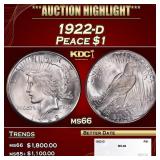 1922-d Peace Dollar $1 ms66 SEGS