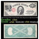 1917 $1 Large Size Legal Tender Note Grades vf+ Si