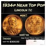 1934-p Lincoln Cent Near Top Pop 1c ms67 rd SEGS