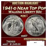 1941-d Walking Liberty Half Dollar Near Top Pop 50