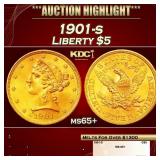 1901-s Gold Liberty Half Eagle $5 ms65+ SEGS