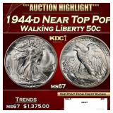 1944-d Walking Liberty Half Dollar Near Top Pop 50
