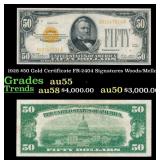 1928 $50 Gold Certificate FR-2404 Signatures Woods