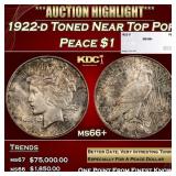 1922-d Peace Dollar Toned Near Top Pop $1 ms66+ SE
