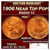 1906 Indian Cent Near Top Pop! 1c ms66 rd SEGS