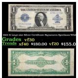 1923 $1 large size Silver Certificate Grades vf++