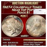 1927-p Peace Dollar Colorfully Toned Near Top Pop