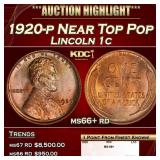 1920-p Lincoln Cent Near Top Pop 1c ms66+ rd SEGS