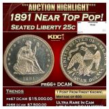 1891 Proof Seated Liberty Quarter Near Top Pop! 25