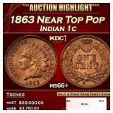 1863 Indian Cent Near Top Pop 1c ms66+ SEGS