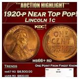 1920-p Lincoln Cent Near Top Pop! 1c ms66+ rd SEGS