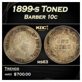 1899-s Barber Dime Toned 10c Grades ms63