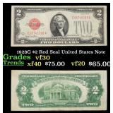 1928G $2 Red Seal United States Note Grades vf++