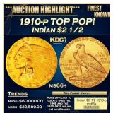 1910-p Gold Indian Quarter Eagle TOP POP! $2 1/2 m