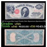 1917 $1 Large Size Legal Tender Note Grades vf+ Si