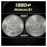 1880-p Morgan Dollar $1 Grades ms63+