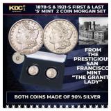 1878-s & 1921-s First & Last 'S' Mint  2 Coin Morg