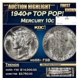1940-p Mercury Dime TOP POP! 10c ms68+ FSB SEGS