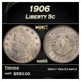 1906 Liberty Nickel 5c Grades ms65