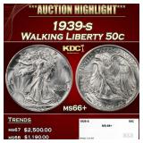 1939-s Walking Liberty Half Dollar 50c ms66+ SEGS