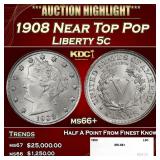 1908 Liberty Nickel Near Top Pop 5c ms66+ SEGS