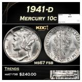1941-d Mercury Dime 10c ms67 fsb SEGS