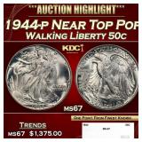 1944-p Walking Liberty Half Dollar Near Top Pop 50