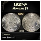 1921-p Morgan Dollar $1 Grades ms66